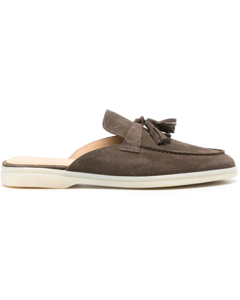 Scarosso Lucrezia Mules aus Wildleder mit Quaste - Braun Braun