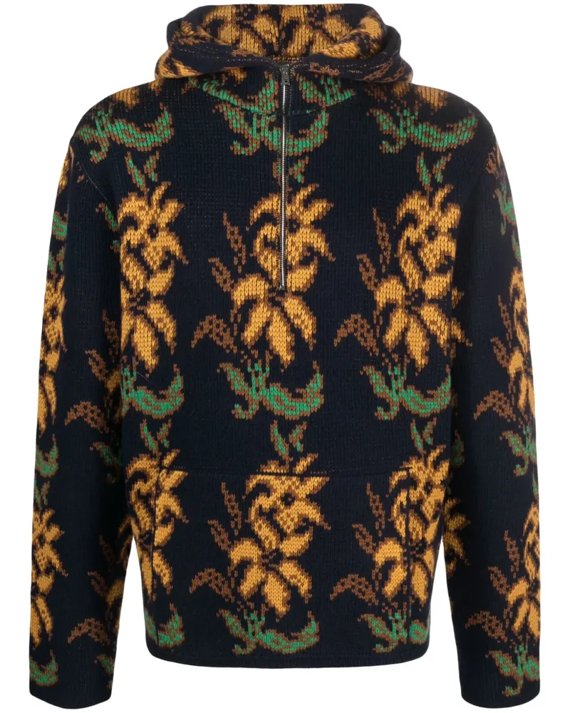 Etro Hoodie mit Blumen-Intarsie - Blau Blau