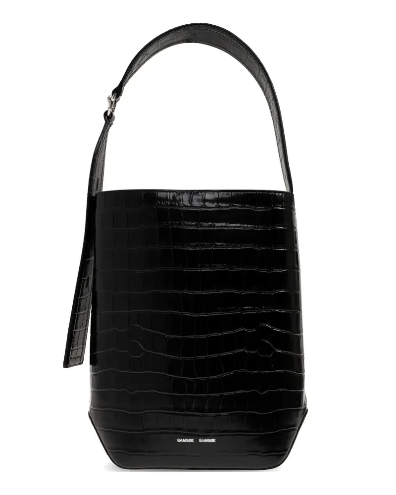 Samsøe & Samsøe Saelmegade crocodile-effect leather tote bag - Schwarz Schwarz