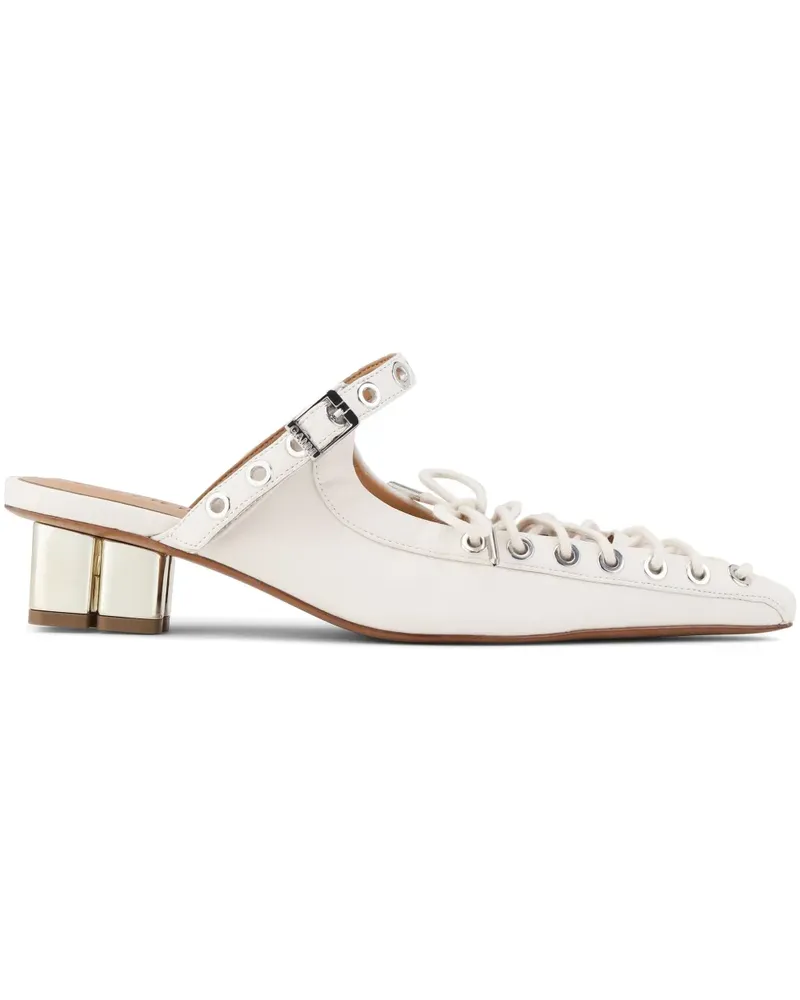 Ganni Mules mit Spitze - Weiß Weiß