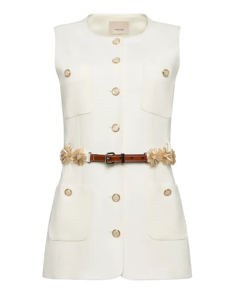 Cinq à Sept embellished belted vest - Nude Nude