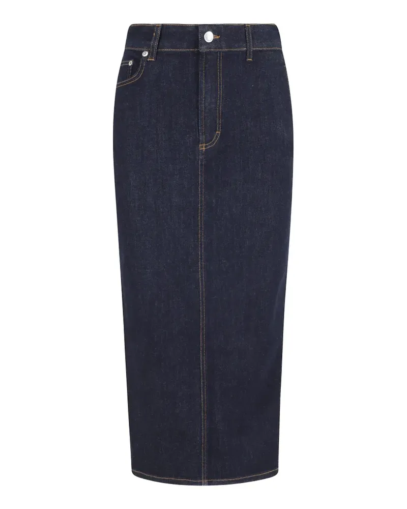 Department 5 Braid contrast-stitch denim midi skirt - Blau Blau