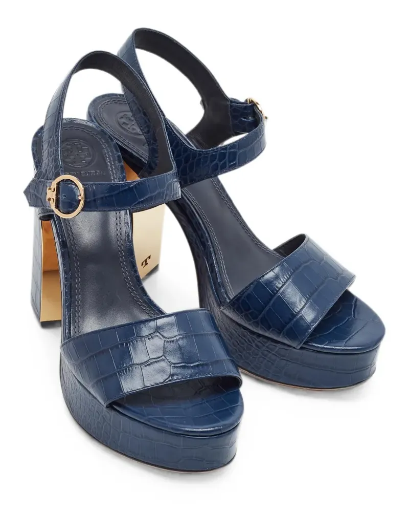 Tory Burch Martine croc-embossed platform sandals - Blau Blau