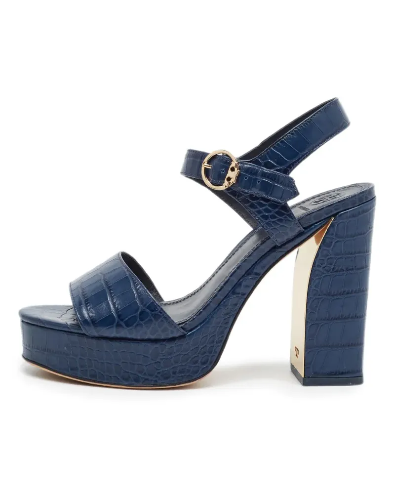 Tory Burch Martine Plateau-Sandalen mit Kroko-Effekt - Blau Blau