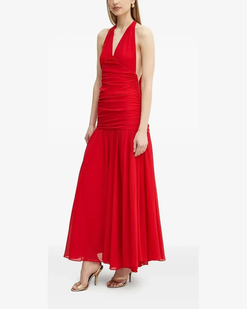 Bardot Drapiertes Neckholder-Kleid - Rot Rot