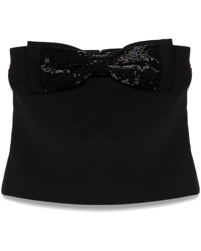 Self-Portrait Bandeau-Top aus Krepp - Schwarz Schwarz