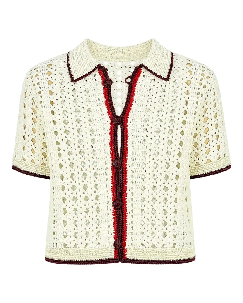 forte_forte crochet-knit short-sleeve shirt - Nude Nude