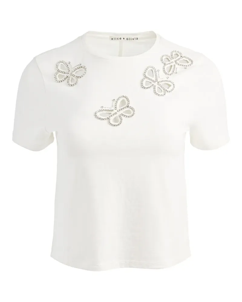 Alice + Olivia crystal-embellished cutout T-shirt - Weiß Weiß