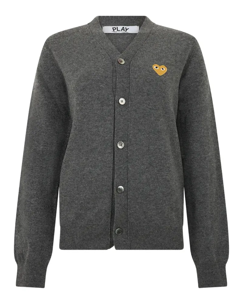 Comme des Garçons heart-patch V-neck cardigan - Grau Grau