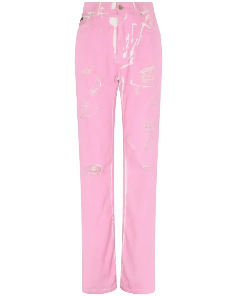 Dolce & Gabbana Jeans in Distressed-Optik - Rosa Rosa