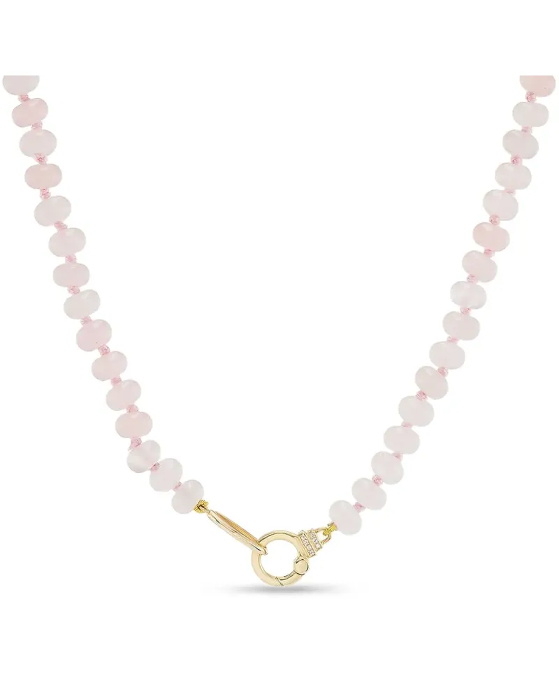 Sorellina rose quartz and diamond beaded necklace - Gold Gold