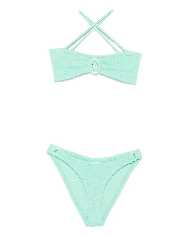 Hunza G Misty Metallic-Bikini mit Knitteroptik - Grün Grün