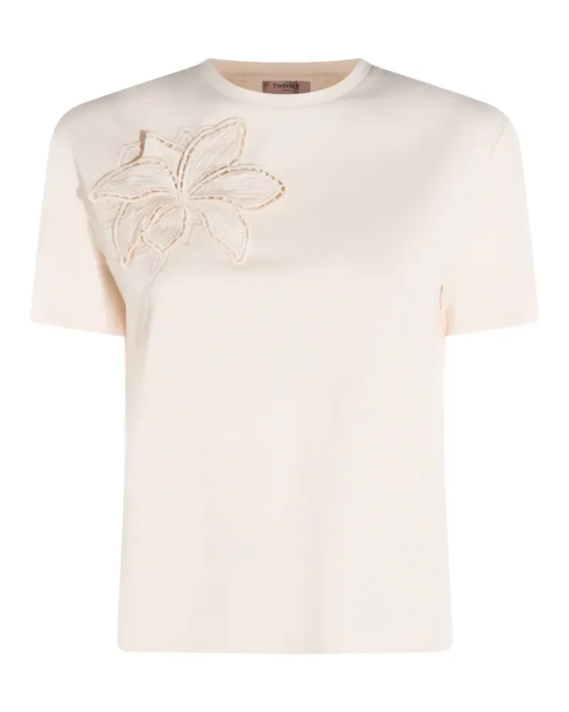 Twin-Set floral appliqué T-shirt - Nude Nude