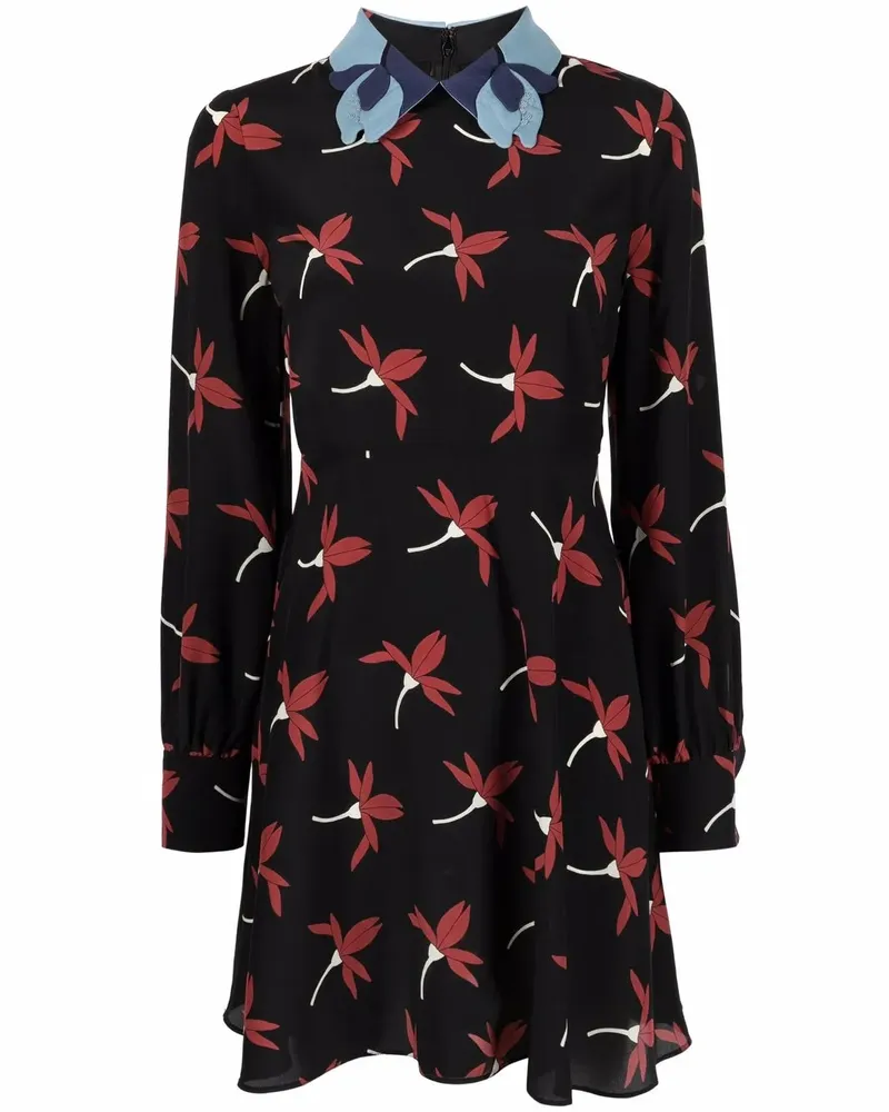 Valentino Garavani Minikleid mit Blumen-Print - Schwarz Schwarz