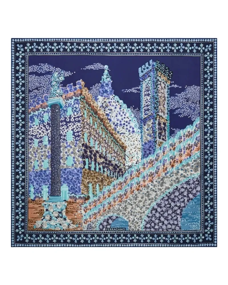 Ferragamo Schal mit Palazzo-Print - Blau Blau