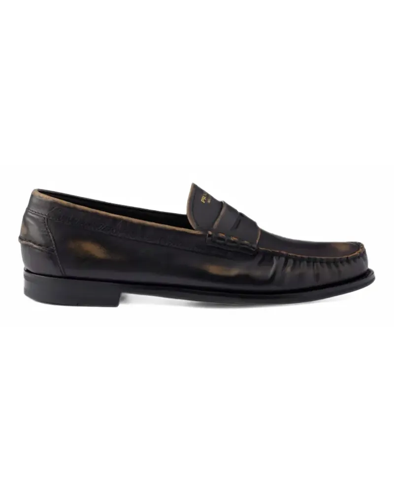 Prada Loafer aus antikem Leder - Schwarz Schwarz