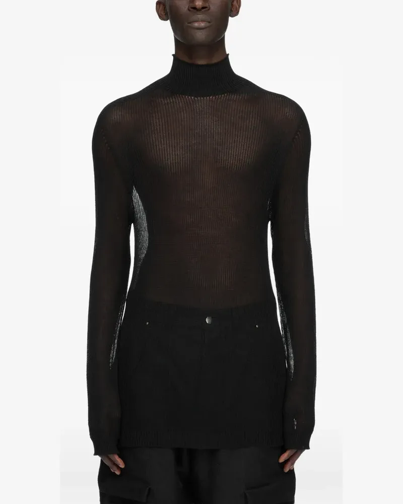 Rick Owens Gerippter Tower Kaschmirpullover - Schwarz Schwarz