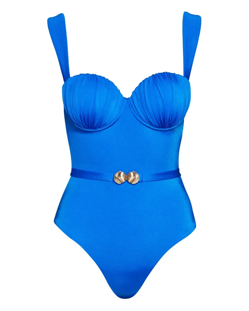 Noire Swimwear Balconette-Badeanzug mit Gürtel - Blau Blau