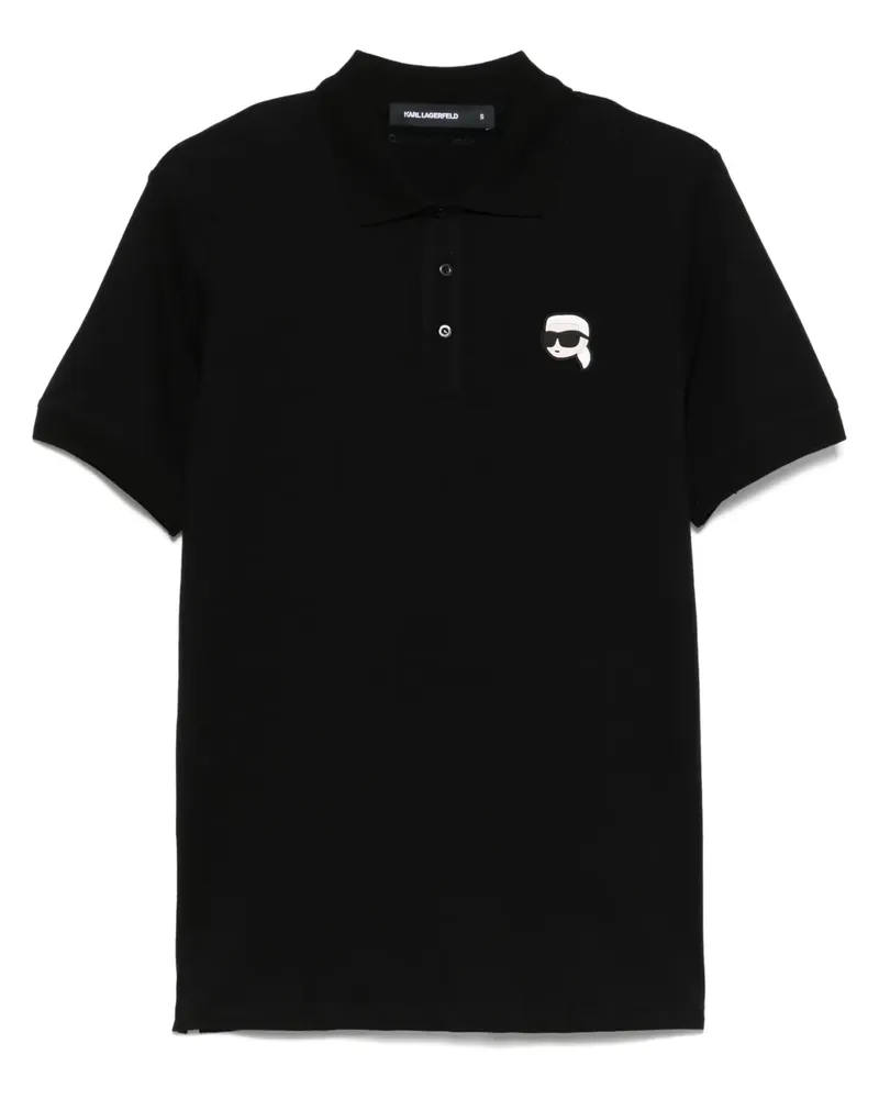 Karl Lagerfeld Poloshirt mit Logo-Patch - Schwarz Schwarz