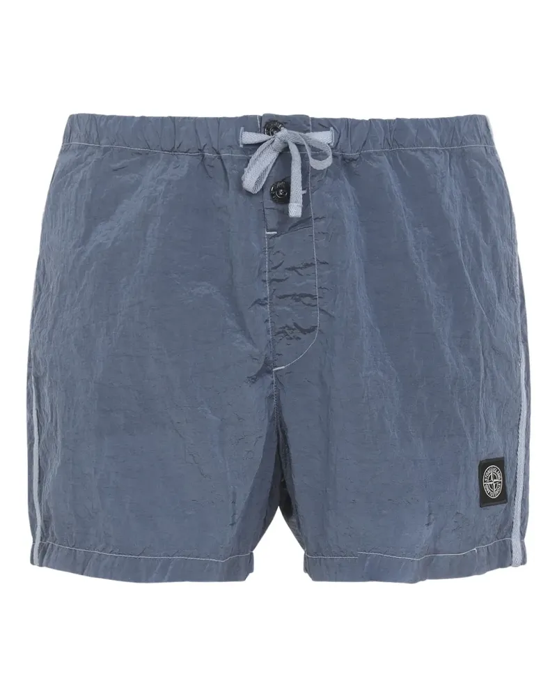 Stone Island Gestreifte Shorts mit Kordelzug - Blau Blau