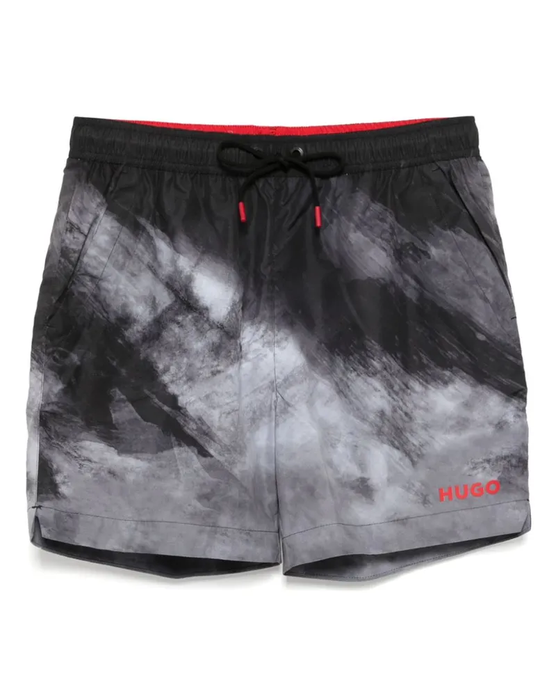 HUGO BOSS Badeshorts mit grafischem Print - Grau Grau