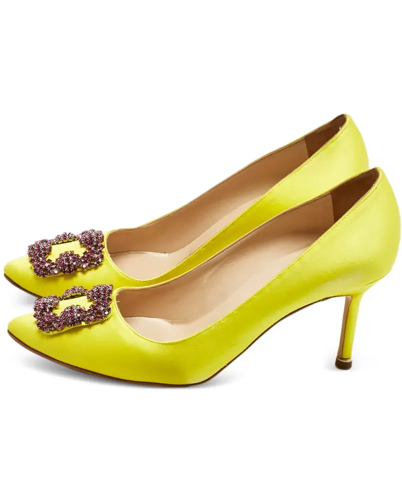 Manolo Blahnik Hangisi Pumps mit Kristallen - Gelb Gelb