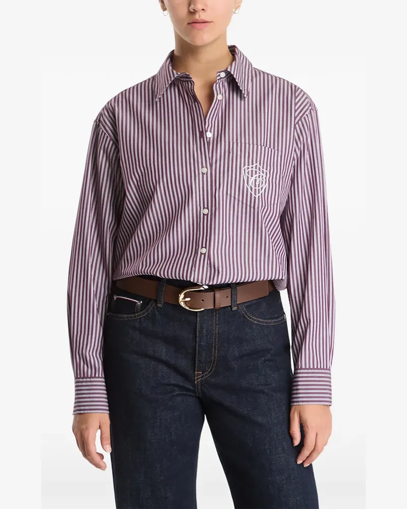 Gant Gestreiftes Hemd mit Logo-Stickerei - Violett Violett