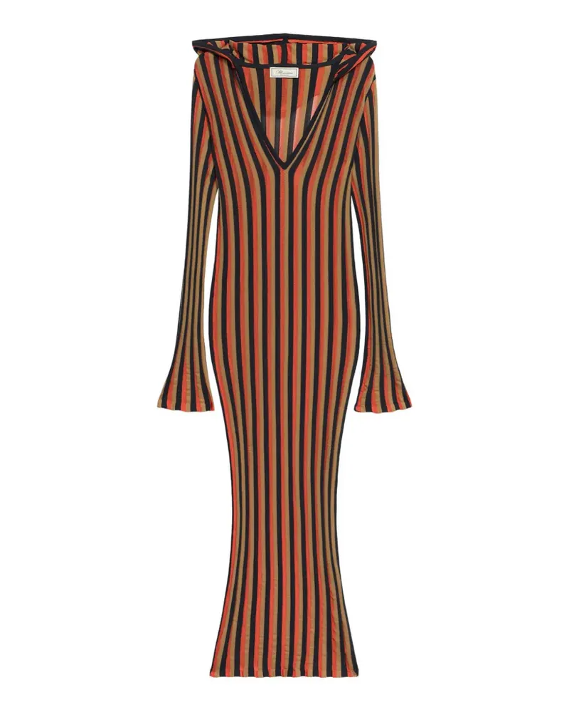 Blumarine Gestreiftes Kapuzenkleid - Schwarz Schwarz