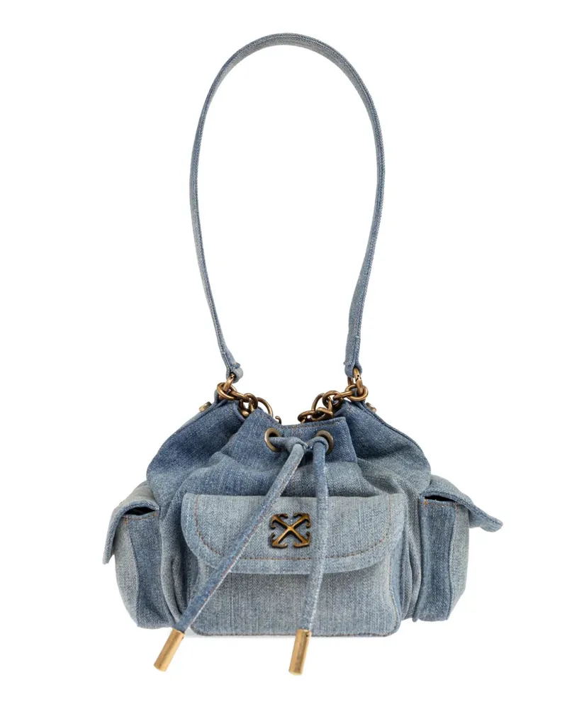 OFF-WHITE Dumbo.B Beuteltasche mit Logo-Schild - Blau Blau