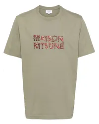 Kitsuné T-Shirt mit Logo-Stickerei Grün