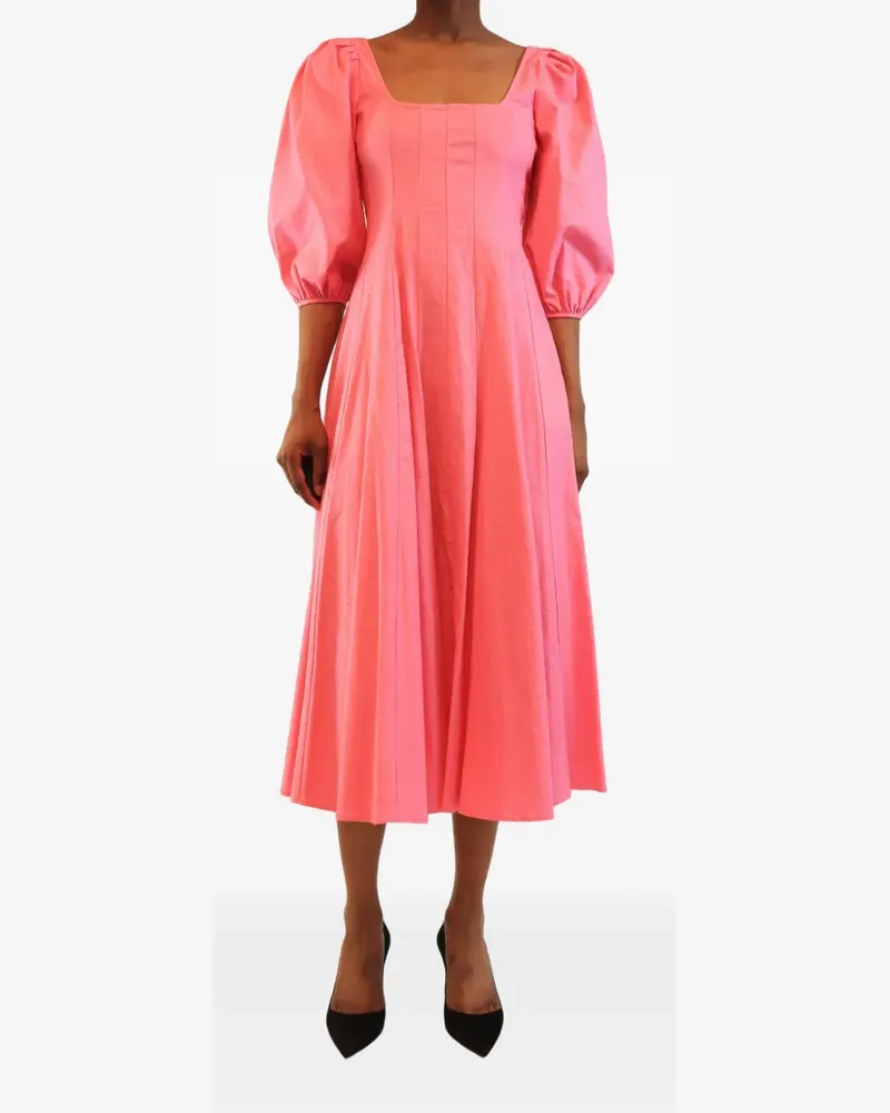 STAUD puff-sleeve midi dress - Rosa Rosa
