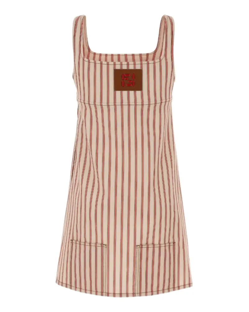 Fendi striped embroidered dress - Nude Nude