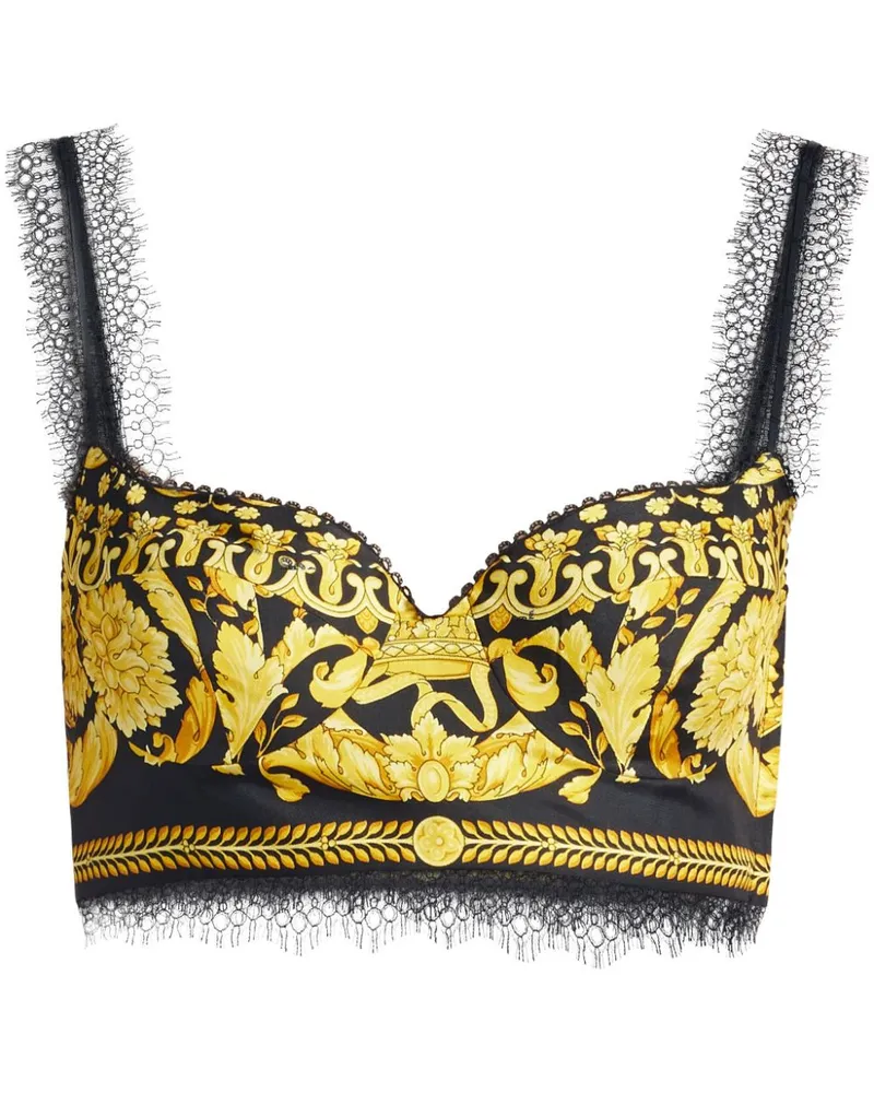 Versace BH aus Seide mit Barocco-Print - Gelb Gelb