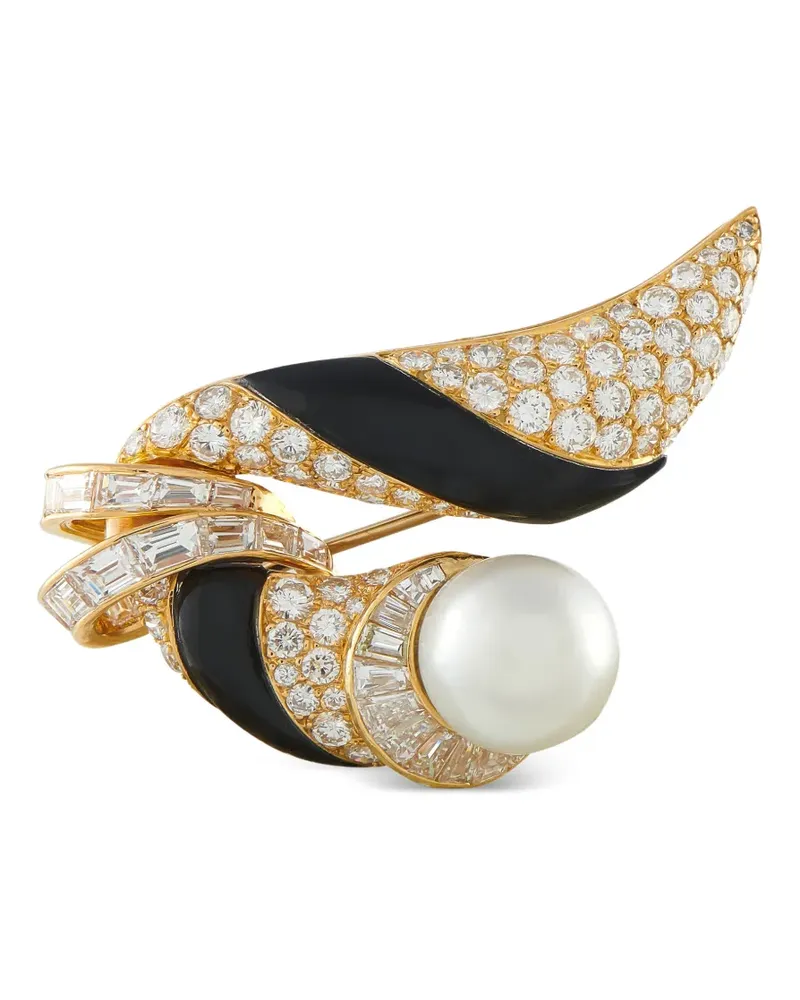 Mauboussin diamond onyx and pearl brooch - Gold Gold