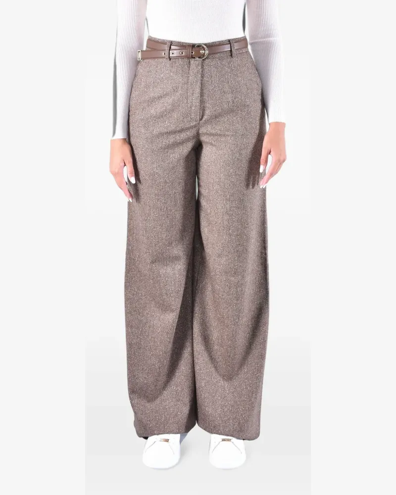 Max Mara Wide-Leg-Hose mit Gürtel - Braun Braun