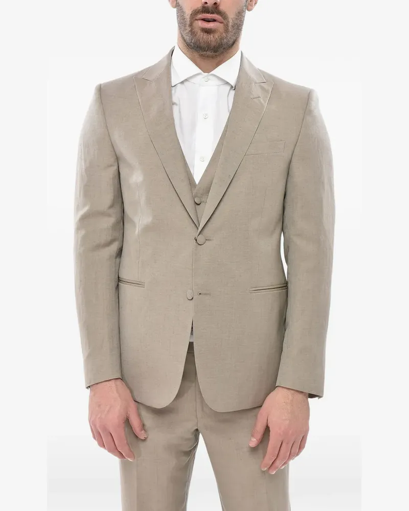 Corneliani peak-lapel three-piece suit - Nude Nude