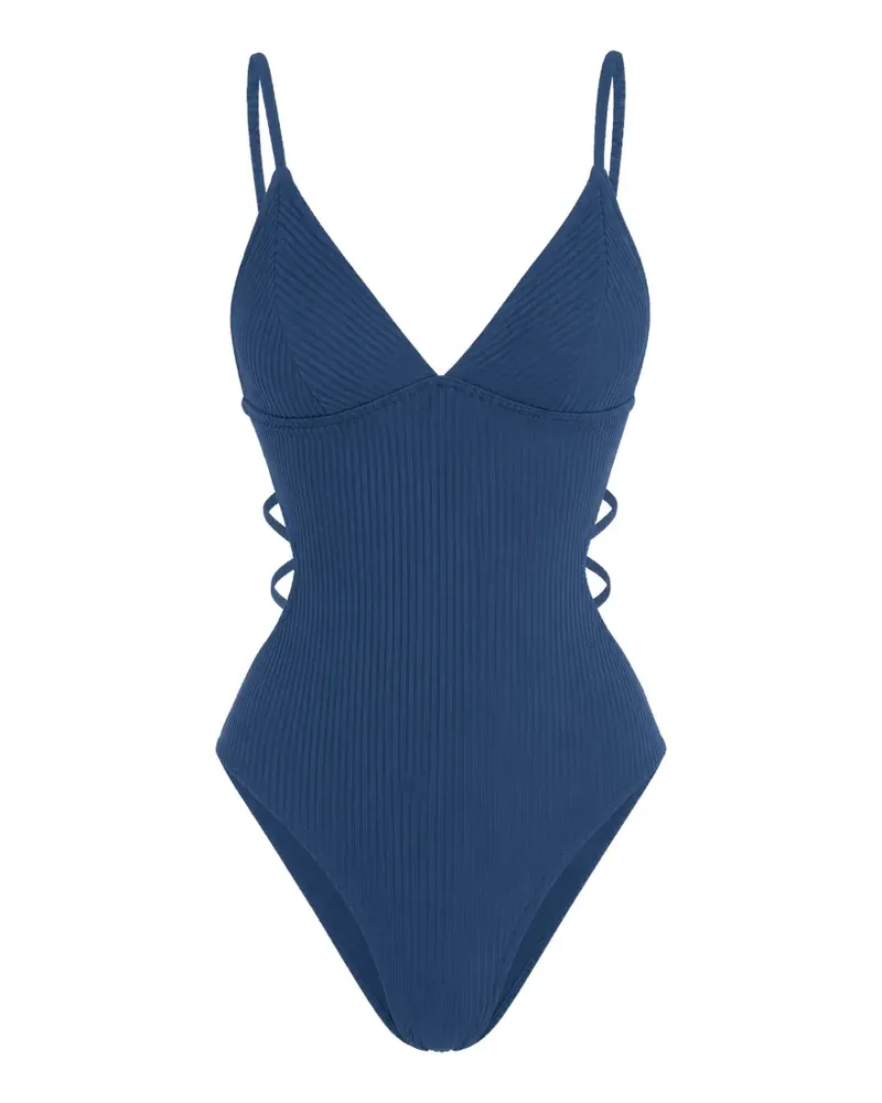 Rip Curl Gerippter Badeanzug mit Schnürung - Blau Blau