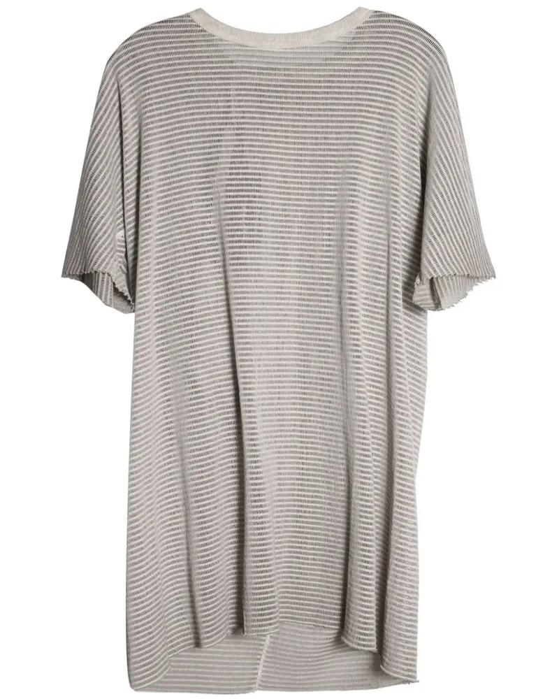 Boris Bidjan Saberi striped round-neck T-shirt Grau