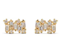 18kt Shimmer Gelbgoldohrstecker mit Diamanten