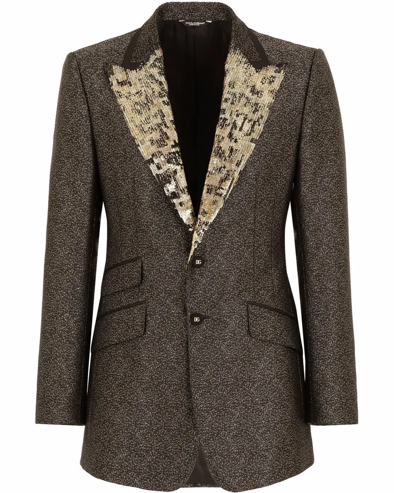 Dolce & Gabbana Einreihiges Sakko mit Jacquardmuster - Grau Grau