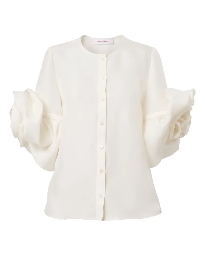 Carolina Herrera New York Rosette Gazar Bluse - Weiß Weiß
