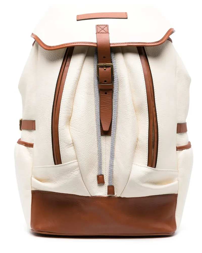 Brunello Cucinelli Rucksack aus strukturiertem Leder - Nude Nude