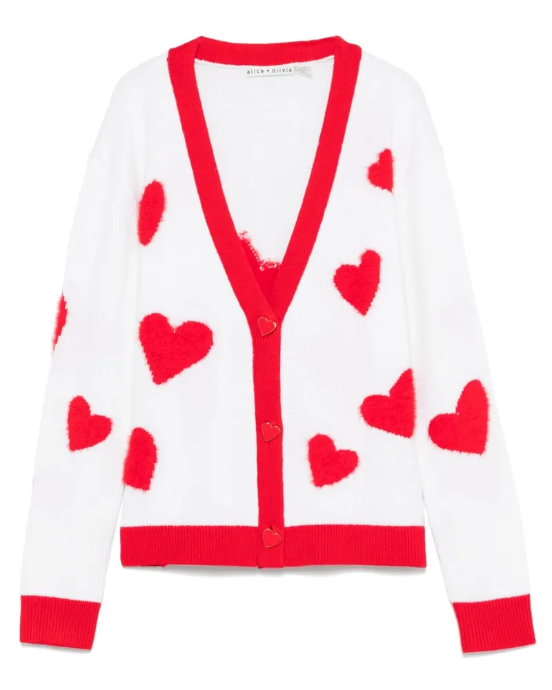 Alice + Olivia Cardigan mit Herz-Motiv - Weiß Weiß