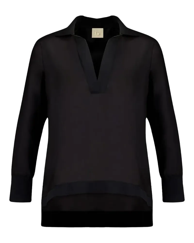 PAULA Langarmshirt mit V-Ausschnitt - Schwarz Schwarz