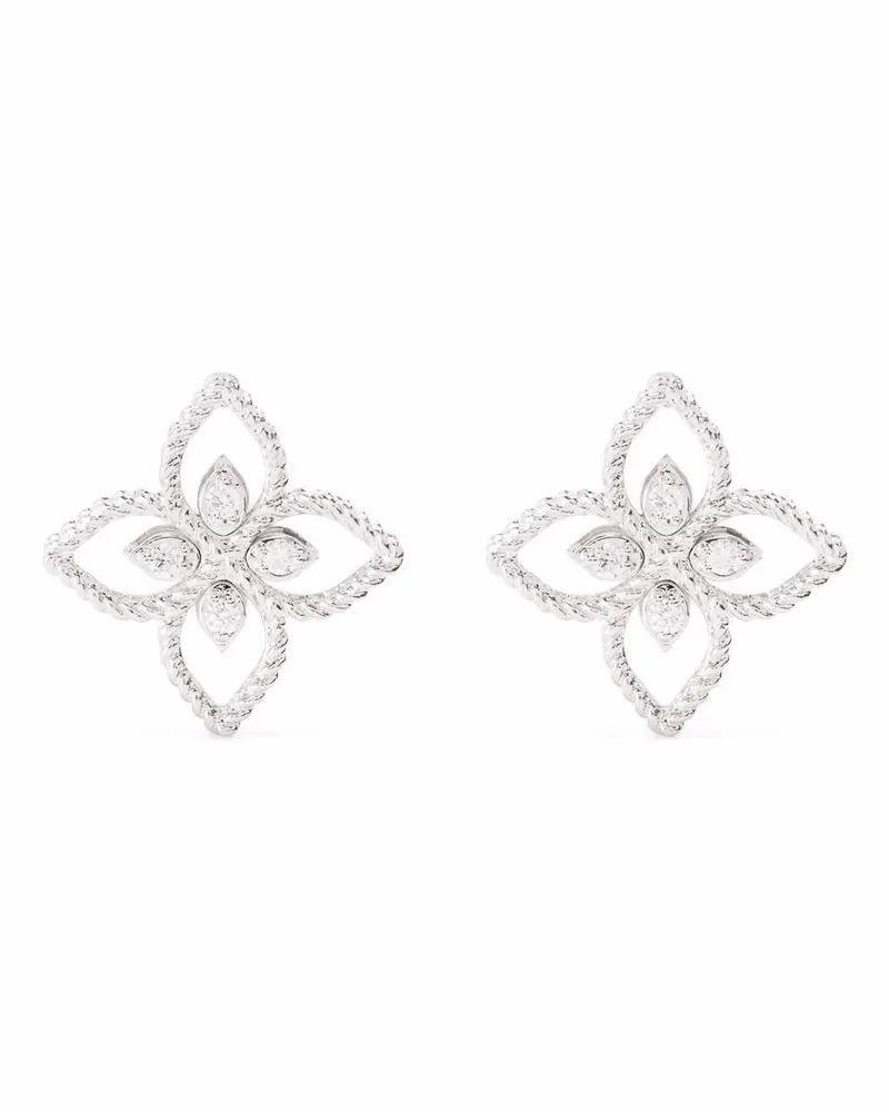Roberto Coin 18kt Princess Flower Weißgoldohrstecker Weiß