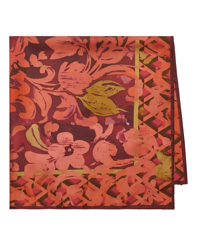 Maliparmi floral-print geometric-pattern scarf - Rot Rot