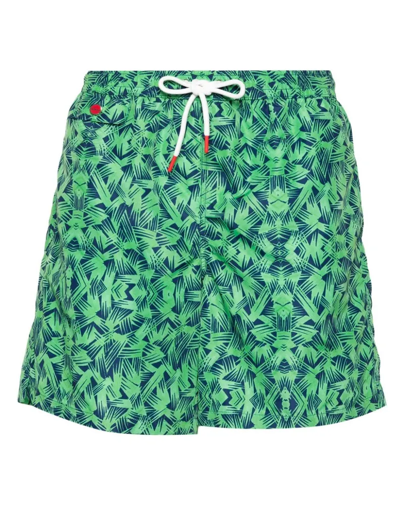 Kiton Badeshorts mit Logo-Stickerei - Grün Grün