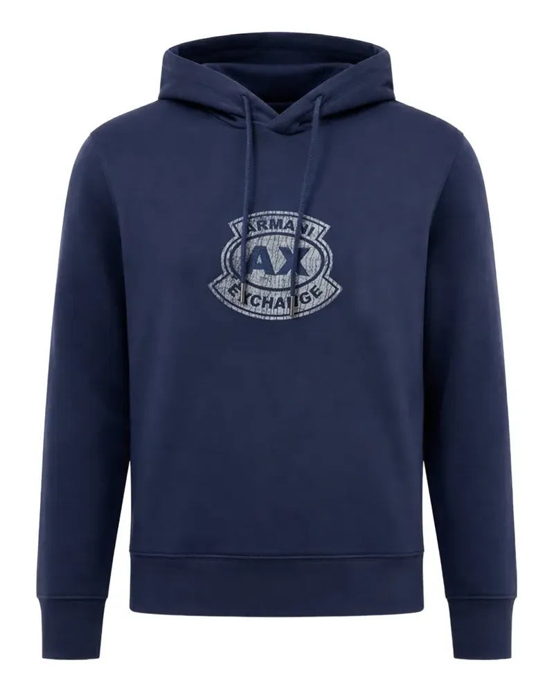 Armani Exchange stretch cotton blend hooded sweatshirt - Blau Blau