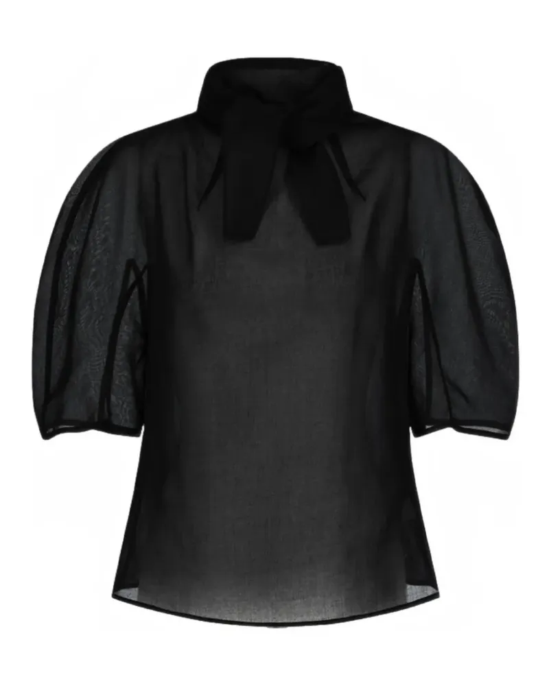 AMOMENTO knotted collar top - Schwarz Schwarz