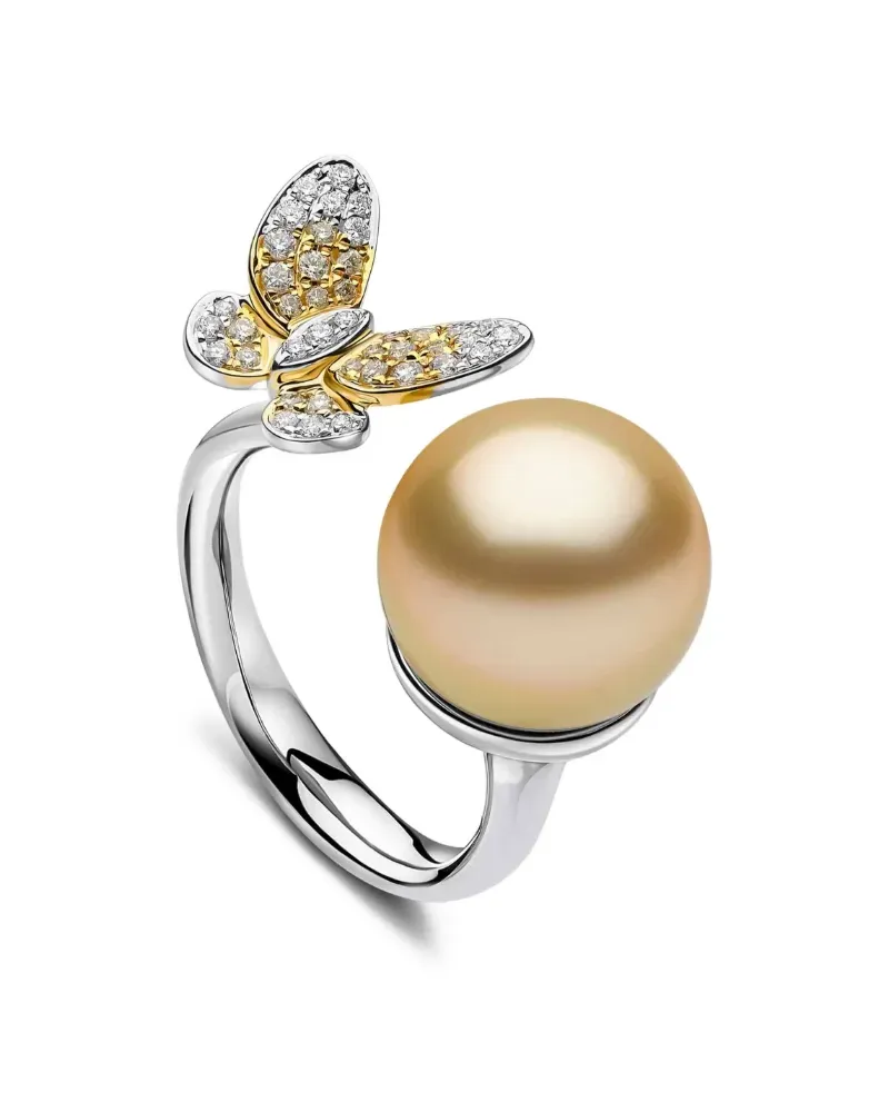 YOKO London Sunrise diamond and pearl ring - Silber Silber